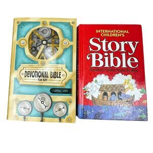 Children's Bibles Kid Bible 2 Book Lot Story Bible Devotional Bible for Kids